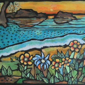 Pintura intitulada "bord de mer" por Olivier Le Gac, Obras de arte originais, Acrílico