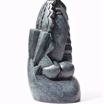 Sculpture intitulée "Femme à l'éventail" par Olivier Martin, Œuvre d'art originale, Bronze