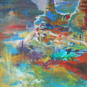 Painting titled "Roche crystalline" by Olivier Montes, Original Artwork, Oil