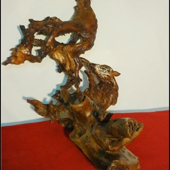 Sculpture titled "le coq et le renard" by Olivier Nogrette, Original Artwork, Wood