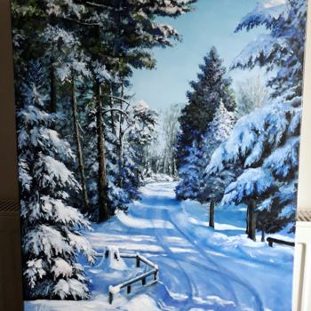 Peinture intitulée "Зимовий день" par Iryna Lubera, Œuvre d'art originale, Huile Monté sur Châssis en bois