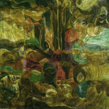 Malerei mit dem Titel "The little forest s…" von Olha Fedoruk, Original-Kunstwerk, Tempera