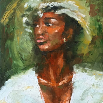 Painting titled "PRETTY WOMAN - mode…" by Olkosi, Original Artwork, Oil Mounted on Wood Stretcher frame