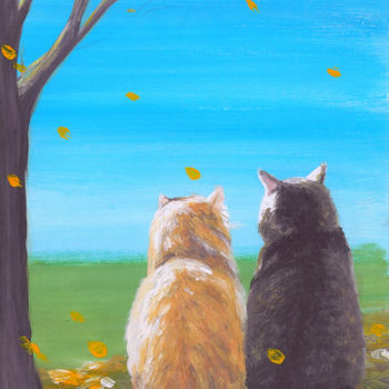 「autumn together」というタイトルの絵画 Ольга Левичеваによって, オリジナルのアートワーク