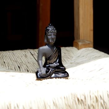Sculpture intitulée "Bouddha Siddharta s…" par Ollinmexica-Obsidienne, Œuvre d'art originale, Pierre
