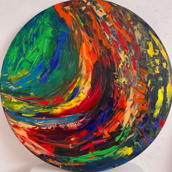 Картина под названием "Abstraction round p…" - Ольга Яшина, Подлинное произведение искусства, Масло Установлен на Деревянная…