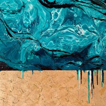 "Fluid art, Gold abs…" başlıklı Tablo Ольга Яшина tarafından, Orijinal sanat, Akrilik Ahşap Sedye çerçevesi üzerine monte ed…