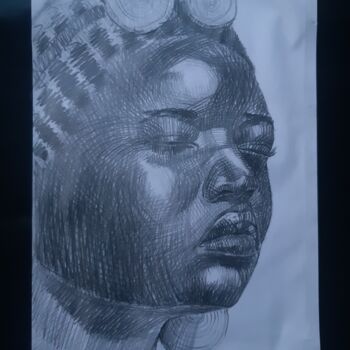 Dessin intitulée "I'M BLANK" par Olumuyiwa Paul Somoye, Œuvre d'art originale, Crayon Monté sur Châssis en bois