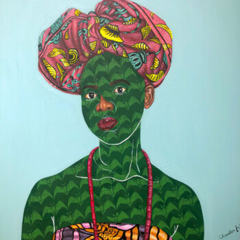 Painting titled "Gèlè" by Oluwafemi Afolabi, Original Artwork, Acrylic