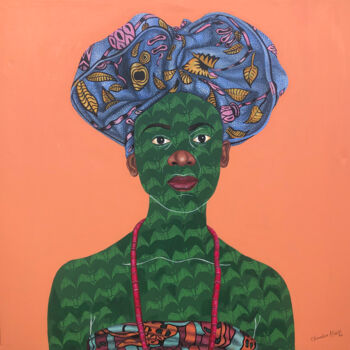 Painting titled "Gèlè 2" by Oluwafemi Afolabi, Original Artwork, Acrylic