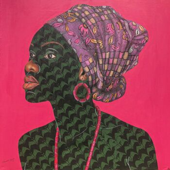 Pintura intitulada "Gèlè 3" por Oluwafemi Afolabi, Obras de arte originais, Acrílico