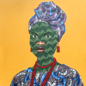 Schilderij getiteld "Omidan (maiden)4" door Oluwafemi Afolabi, Origineel Kunstwerk, Acryl