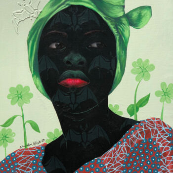 Pintura intitulada "Kadijat in thought…" por Oluwafemi Afolabi, Obras de arte originais, Acrílico