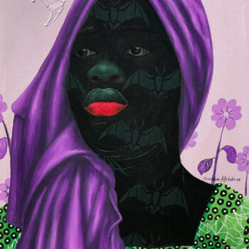 Schilderij getiteld "KADIJAT IN THOUGHT…" door Oluwafemi Afolabi, Origineel Kunstwerk, Acryl