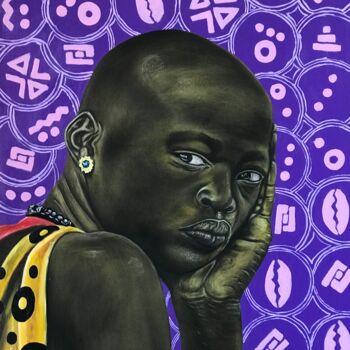 Картина под названием "Restrained" - Oluwafemi Akanmu, Подлинное произведение искусства, Акрил