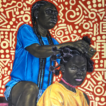 Schilderij getiteld "Onidiri( hair dress…" door Oluwafemi Akanmu, Origineel Kunstwerk, Acryl