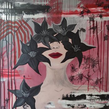 Peinture intitulée "Red lipstick" par Olya Enina, Œuvre d'art originale, Acrylique