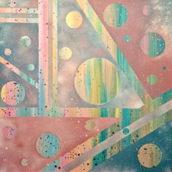 Картина под названием "Lines and circles.…" - Olya Enina, Подлинное произведение искусства, Акрил Установлен на Деревянная р…