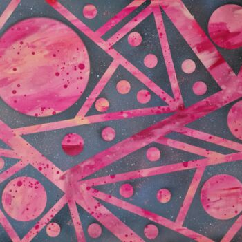 Картина под названием "Lines and circles X…" - Olya Enina, Подлинное произведение искусства, Акрил Установлен на Деревянная…
