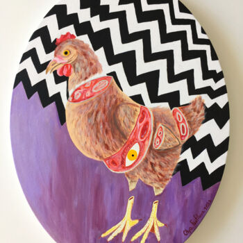 Malerei mit dem Titel "Chicken" von Olya Feofilova, Original-Kunstwerk, Acryl