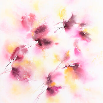 绘画 标题为“Abstract pink yello…” 由Olya Grigorevykh, 原创艺术品, 水彩