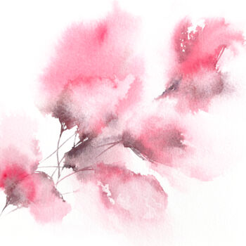 Pintura intitulada "Small pink flower w…" por Olya Grigorevykh, Obras de arte originais, Aquarela