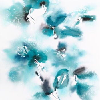 Картина под названием "Watercolor floral p…" - Olya Grigorevykh, Подлинное произведение искусства, Акварель