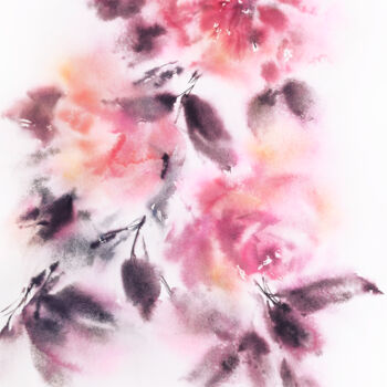 绘画 标题为“Abstract roses, wat…” 由Olya Grigorevykh, 原创艺术品, 水彩