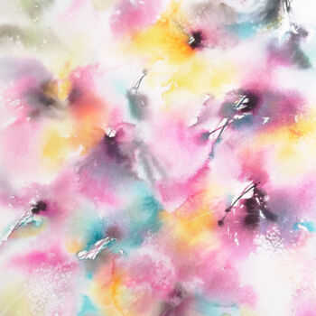 Картина под названием "Colorful floral pai…" - Olya Grigorevykh, Подлинное произведение искусства, Акварель