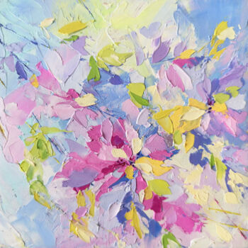 Pittura intitolato "Impressionist flowe…" da Olya Grigorevykh, Opera d'arte originale, Olio