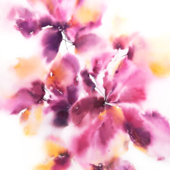 Pintura intitulada "Purple watercolor a…" por Olya Grigorevykh, Obras de arte originais, Aquarela