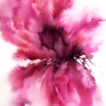 Pintura titulada "Purple flower, brig…" por Olya Grigorevykh, Obra de arte original, Acuarela