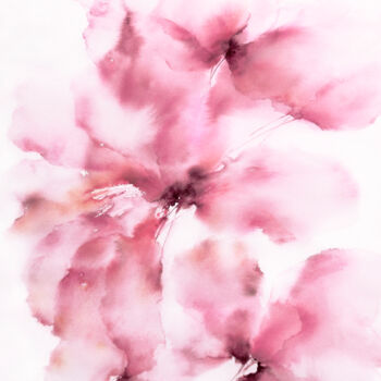 Painting titled "Soft pink flowers,…" by Olya Grigorevykh, Original Artwork, Watercolor