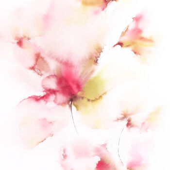 Schilderij getiteld "Soft pastel flowers…" door Olya Grigorevykh, Origineel Kunstwerk, Aquarel