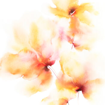 Peinture intitulée "Yellow flowers, abs…" par Olya Grigorevykh, Œuvre d'art originale, Aquarelle