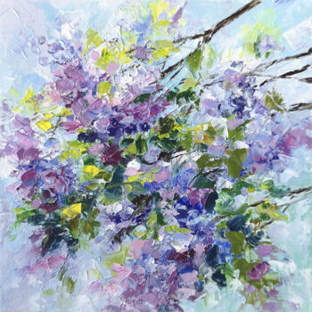 Malerei mit dem Titel "Lilac impressionist…" von Olya Grigorevykh, Original-Kunstwerk, Öl Auf Karton montiert