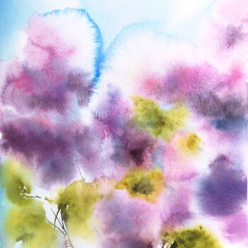 Peinture intitulée "Lilac bouquet. Abst…" par Olya Grigorevykh, Œuvre d'art originale, Aquarelle