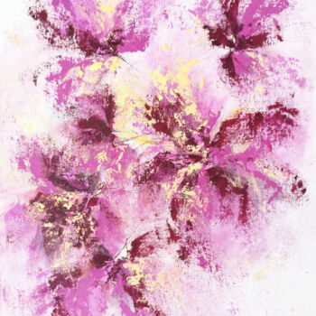 Malerei mit dem Titel "Purple abstract flo…" von Olya Grigorevykh, Original-Kunstwerk, Öl