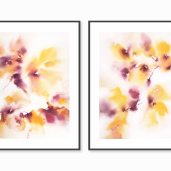 Painting titled "Yellow flowers wate…" by Olya Grigorevykh, Original Artwork, Watercolor