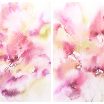 제목이 "Abstract pink flowe…"인 미술작품 Olya Grigorevykh로, 원작, 수채화