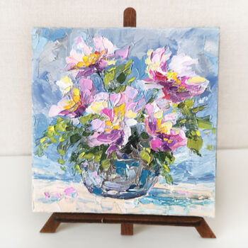 Peinture intitulée "Peony bouquet. Pink…" par Olya Grigorevykh, Œuvre d'art originale, Huile