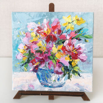 Malerei mit dem Titel "Bright flowers. Bou…" von Olya Grigorevykh, Original-Kunstwerk, Öl