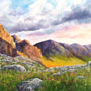 Pintura titulada "Mountain landscape.…" por Olya Grigorevykh, Obra de arte original, Oleo