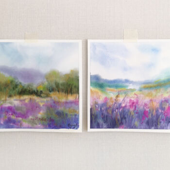 Schilderij getiteld "Landscape painting…" door Olya Grigorevykh, Origineel Kunstwerk, Aquarel