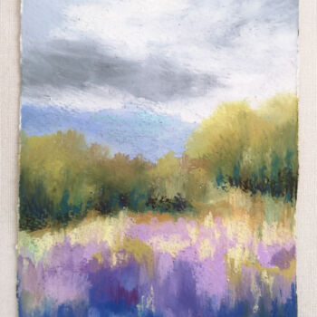 Painting titled "Lavender field land…" by Olya Grigorevykh, Original Artwork, Pastel