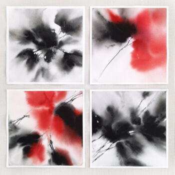 Peinture intitulée "Abstract flowers. S…" par Olya Grigorevykh, Œuvre d'art originale, Aquarelle