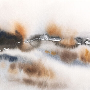Картина под названием "Abstract winter lan…" - Olya Grigorevykh, Подлинное произведение искусства, Акварель