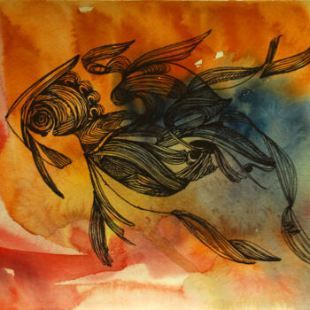 绘画 标题为“3 Fish of the future” 由Olya Kartavaya, 原创艺术品, 水彩
