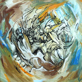 Картина под названием "FISH GEN" - Olya Kartavaya, Подлинное произведение искусства, Масло