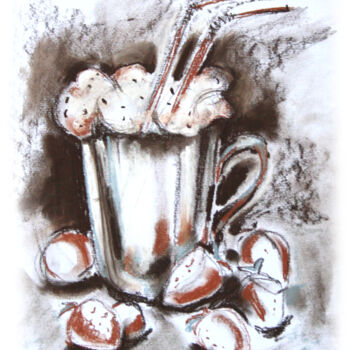 Drawing titled "Milkshake and straw…" by Olya Kartavaya, Original Artwork, Chalk